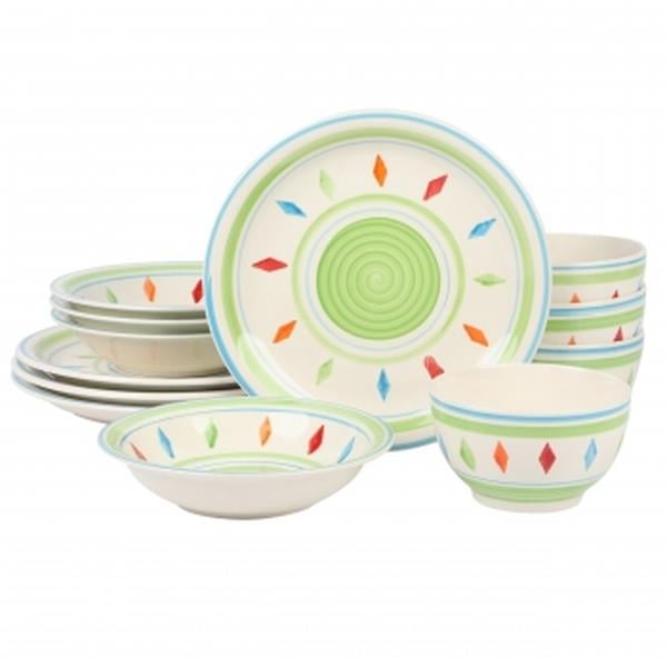 Picture of Gibson Home 134293.12R Heidy Hand Painted Durastone Dinnerware Set, Green - 12 Piece