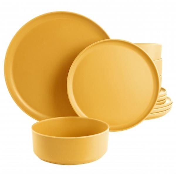 Picture of Gibson Home 135733.12 Canyon Crest Round Melamine Dinnerware Set, Yellow - 12 Piece