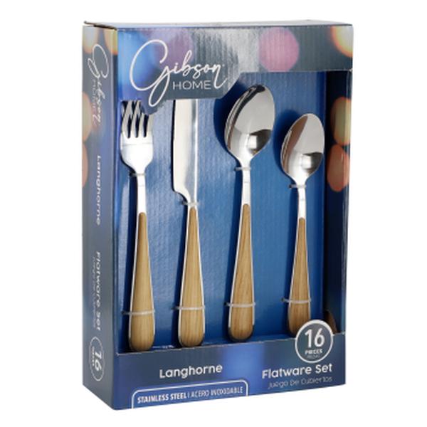 Picture of Gibson Home 138512.16 Langhorne Stainless Steel Flatware Set&#44; Brown & Silver - 16 Piece