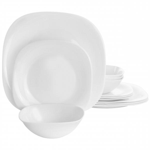 Picture of Gibson 142427.12 Ultra by Piazza Tempered Opal Glass Dinnerware Set, White - 12 Piece
