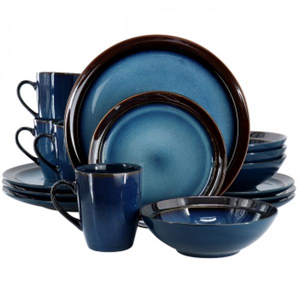 Picture of Gibson Elite 142747.16 Priya Reactive Glaze Sto are Dinnerware Set, Blue - 16 Piece