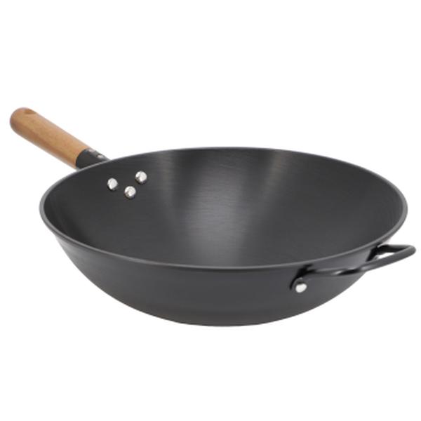 Picture of Gibson Home 144327.01 13.5 in. Welton Carbon Steel Wok with Wood Handle, Black