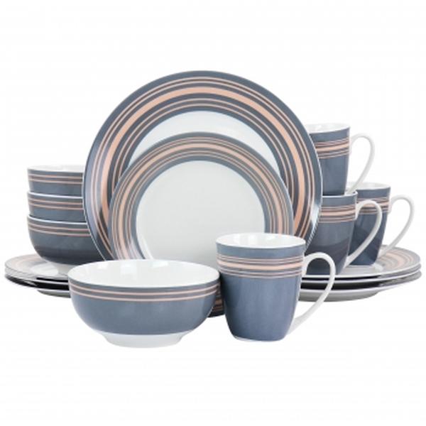 Picture of Gibson Home 130975.16 Silver Wind Fine Ceramic Dinnerware Set, Grey & Pink - 16 Piece