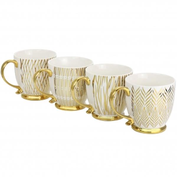 Picture of Gibson Home 131001.01 16.7 oz Gold Finch Electroplated Fine Ceramic Mug Set, Gold - 4 Piece