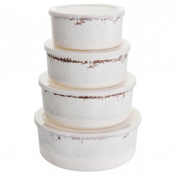 Picture of Laurie Gates 135400.08 California Designs Mauna Melamine Nesting Storage Bowl Set&#44; Cracked White - 8 Piece