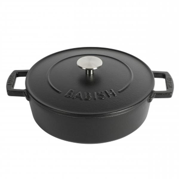 Picture of Babish 135437.02R 3 qt. Round Enameled Cast Iron Braiser Pan with Self-Basting Lid&#44; Black