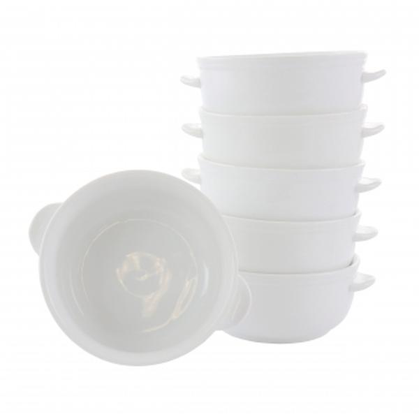 Picture of Our Table 133035.01 5.5 in. Simply White Porcelain Double Handle Bistro Bowl Set - 6 Piece