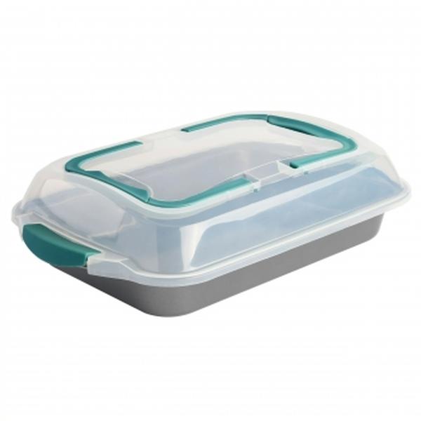 Picture of Spice by Tia Mowry 87057.02RR 13 x 9 in. Rectangle Carbon Steel Roaster with Carrier&#44; Teal