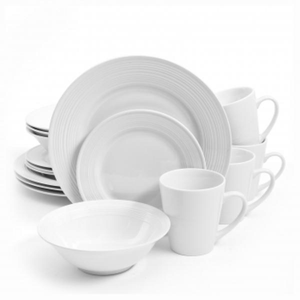 Picture of Gibson Home 123280.16 Embossed Buffet Ceramic Dinnerware Set&#44; White - 16 Piece