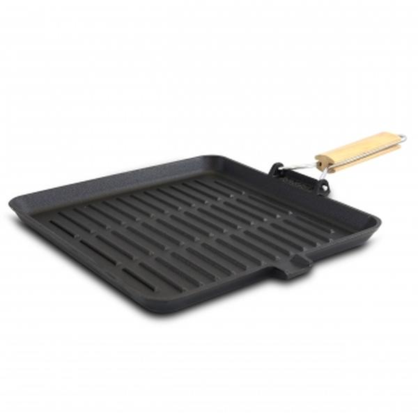 Picture of General Store 124974.01 11 in. Addlestone Pre-Seasoned Cast Iron Grill Pan with Foldable Wooden Handle
