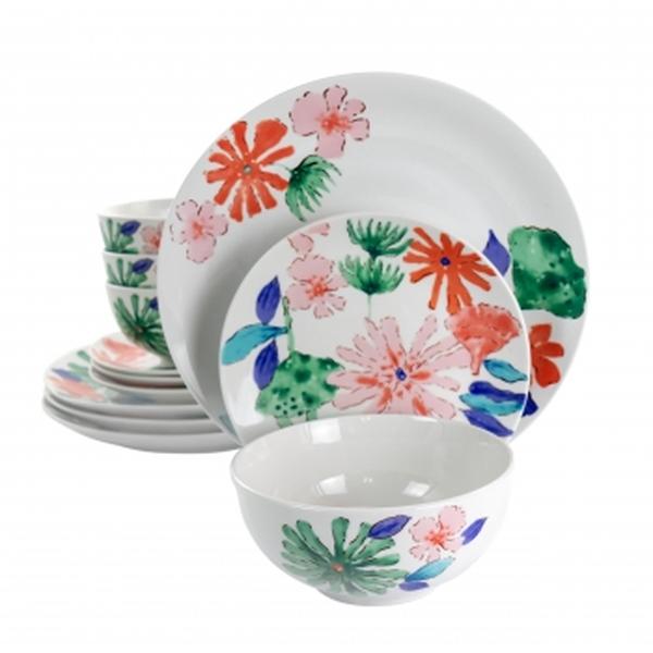 Dazzling Lily Ceramic Dinnerware Set - 12 Piece