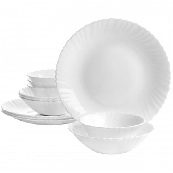 Picture of Gibson Ultra 127232.12 Radley Tempered Opal Glass Dinnerware Set, White - 12 Piece