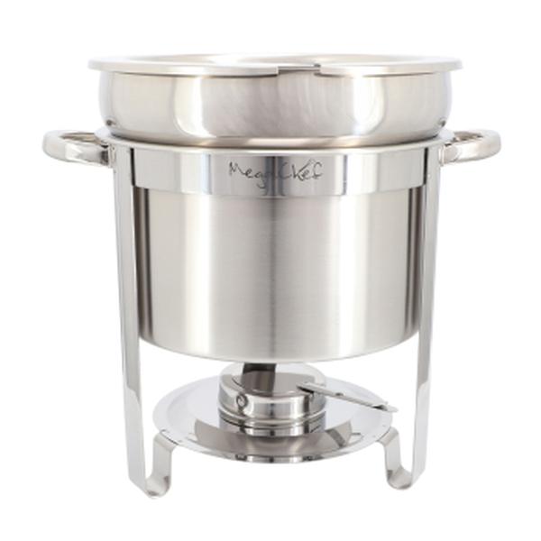 Picture of Megachef MG-431204-SOUP 7.4 qt. Round Stainless Steel Soup Professional Chafing Dish Food Warmer & Buffet Server Serving Trays