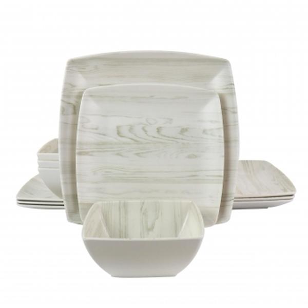 Picture of Gibson Home 87733.12 Woodgrain Melamine Dinnerware Set - 12 Piece