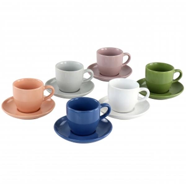 97099.12 3 oz Sto are Espresso Cup & Saucer Set, Assorted Color - 12 Piece -  Mr. Coffee