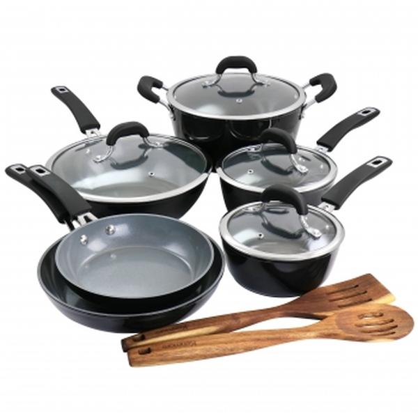 Picture of Kenmore 96262.12 Ceramic Coated Aluminum Cookware Set&#44; Black - 12 Piece
