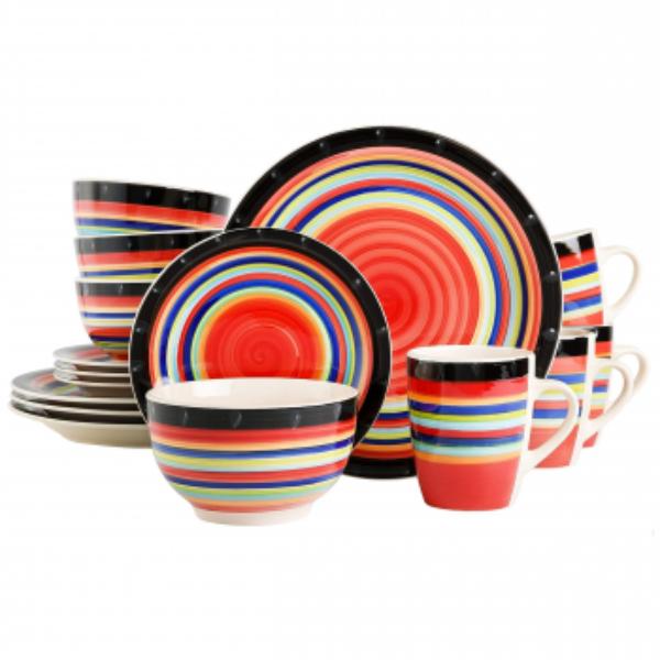 Picture of Gibson Home 97694.16R Casa Stellar Round Sto are Dinnerware Set, Red - 16 Piece
