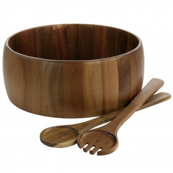 Picture of Gibson Elite 78975.03 Acacia Wood Salad Bowl & Spoon Set, Brown - 3 Piece