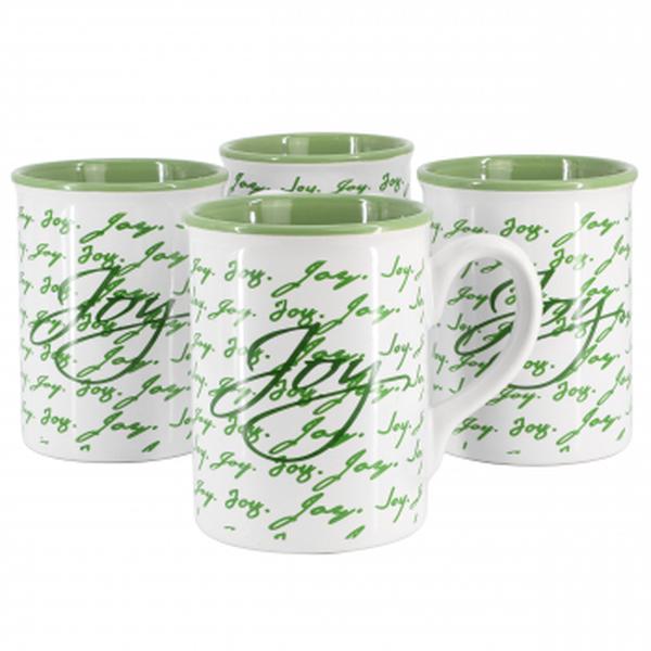 Picture of Gibson Home 142554.01 16 oz Inspirational Words Joy Sto are Mug Set, Green - 4 Piece