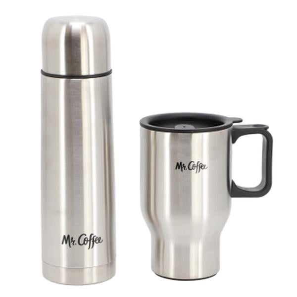 Picture of Mr. Coffee 142762.02 Javelin Thermal Bottle & Travel Mug Set, Silver - 2 Piece