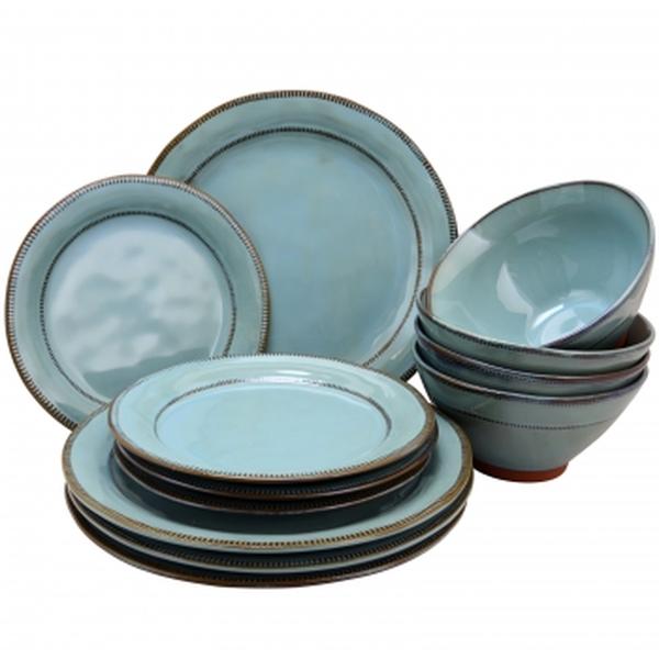 Picture of Gibson Elite 116888.12 Terranea Round Terracotta Dinnerware Set, Teal - 12 Piece
