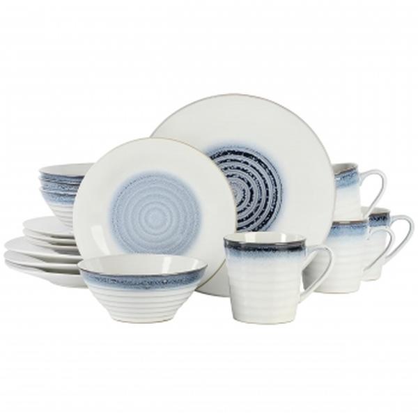 Picture of Gibson Elite 120041.16R Spiral Embossed Sto are Dinnerware Set, Blue - 16 Piece