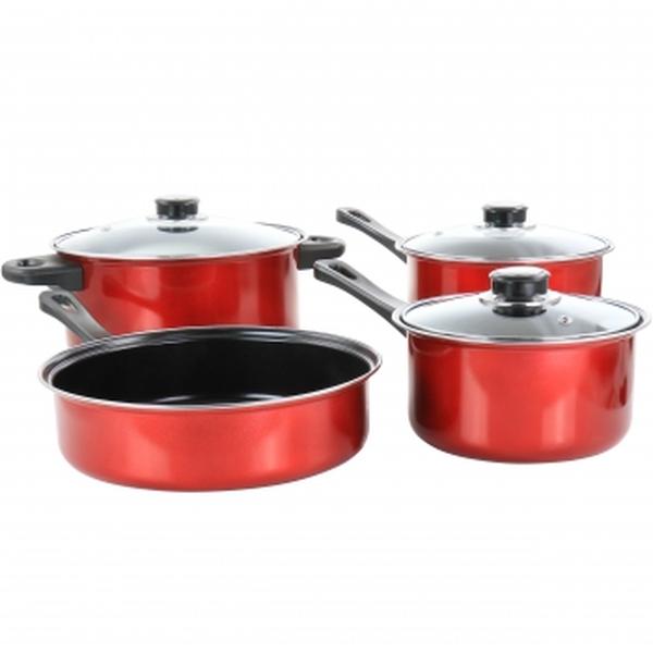 Picture of Gibson Everyday 127788.07 Cardinal Nonstick Steel Cookware Set&#44; Red - 7 Piece