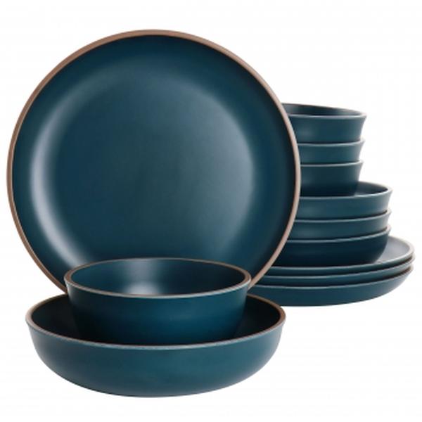 Picture of Gibson Home 136597.12 Rockabye Melamine Dinnerware Set, Dark Teal - 12 Piece