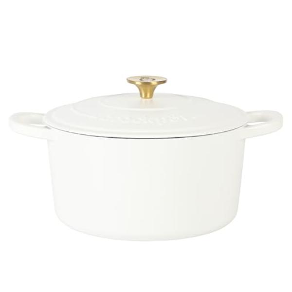Picture of Crockpot 137365.02 6 qt. Artisan Enameled Cast Iron Dutch Oven with Gold Handle&#44; Matte Linen