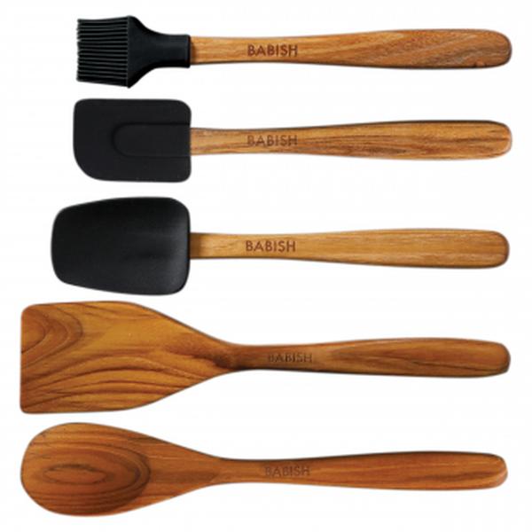 Picture of Babish 142420.05 Wood & Silicone Essential Kitchen Tool Set&#44; Brown - 5 Piece