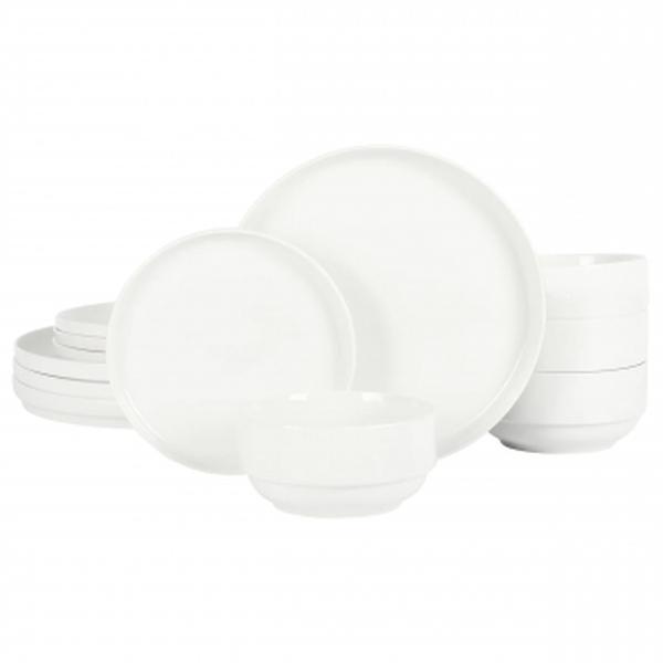 Picture of Gibson Home 142567.12 Snowscape Fine Ceramic Stackable Dinnerware Set, White - 12 Piece
