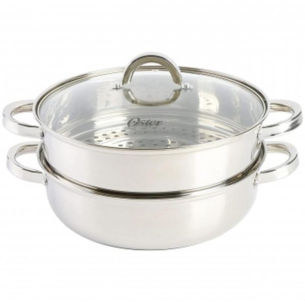 Picture of Oster 82926.03 11 in. Sangerfield Stainless Steel Everyday Pan with Steamer & Lid - 3 Piece