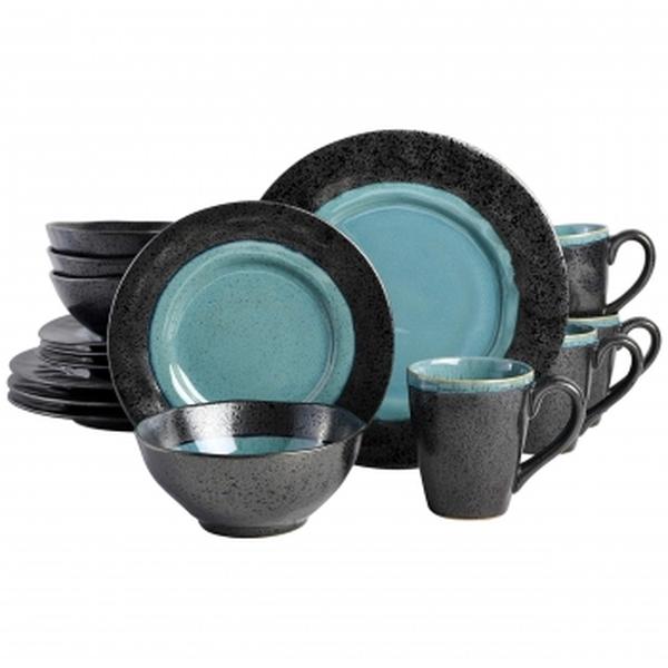 Picture of Gibson Elite 98998.16R Dragonstone Sto are Reactive Glaze Dinnerware Set, Aqua - 16 Piece