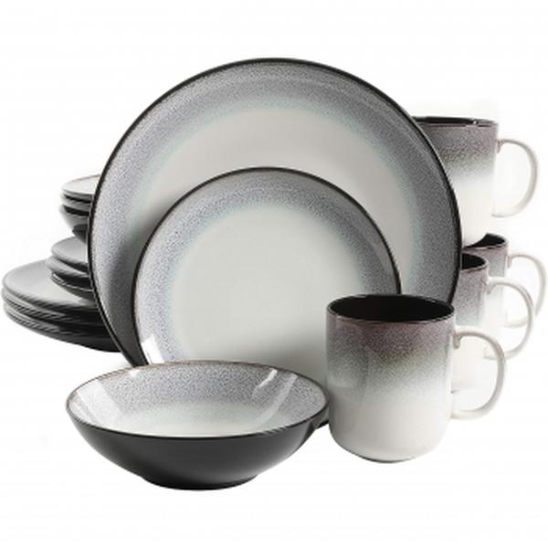 Picture of Gibson Elite 127326.16R Rings of Saturn Reactive Glaze Sto are Dinnerware Set, Teal - 16 Piece