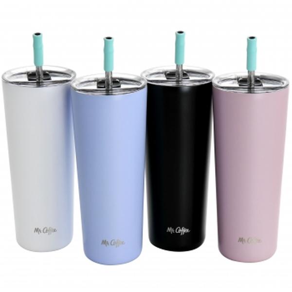 Picture of Mr. Coffee 134034.01 23 oz Java Quest Stainless Steel Tumbler Set with Lids & Straws, Assorted Color - 4 Piece