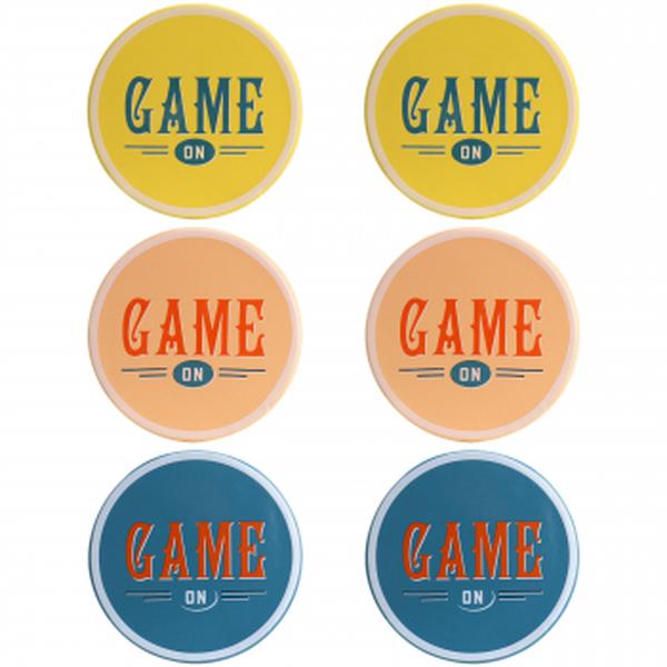 Picture of Wanda June Home 135210.06R Game On Sto are Coaster Set&#44; Assorted Color - 6 Piece