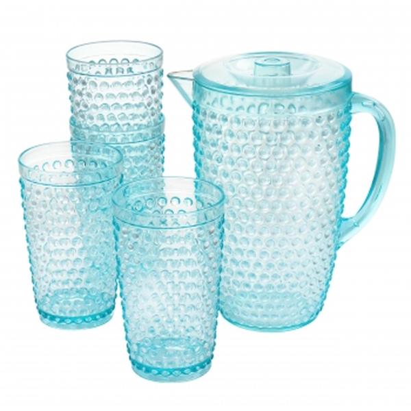 Picture of Gibson Home 129392.05 Malone Plastic Pitcher & Tumbler Set&#44; Light Blue - 5 Piece