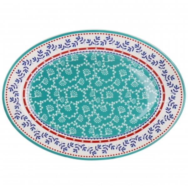 Picture of Gibson Home 131536.01 14 in. Village Vines Fine Ceramic Oval Platter&#44; Multi Color