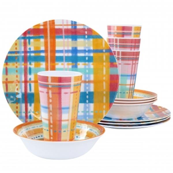 Picture of Laurie Gates 135263.12 California Designs Casablanca Melamine Dinnerware Set, Multi Color - 12 Piece