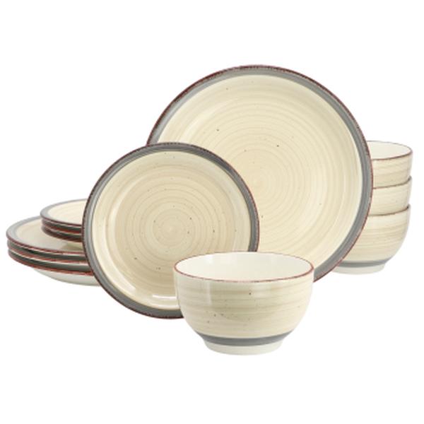 142773.12 Holcomb Ceramic Dinnerware Set, Beige - 12 Piece