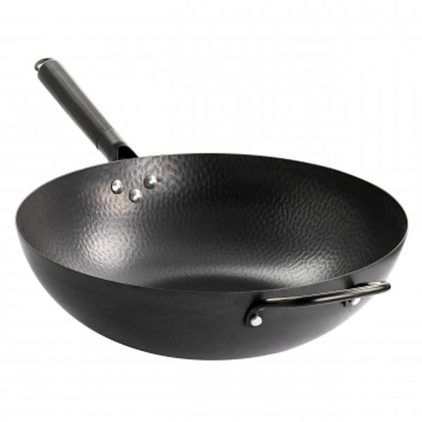 Picture of Gibson Home 60764.01 13 in. Hammered Heavy Gauge Carbon Steel Wok, Black
