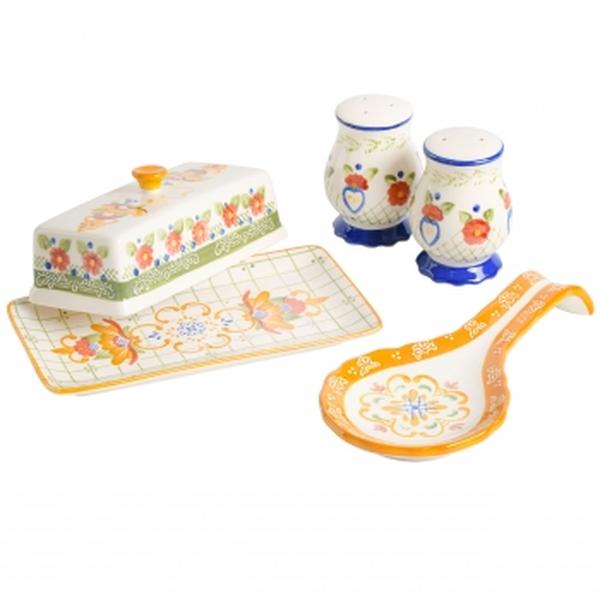 Picture of Laurie Gates 130962.04RR Tierra Hand Painted Ceramic Tableware Accessory Set - 4 Piece