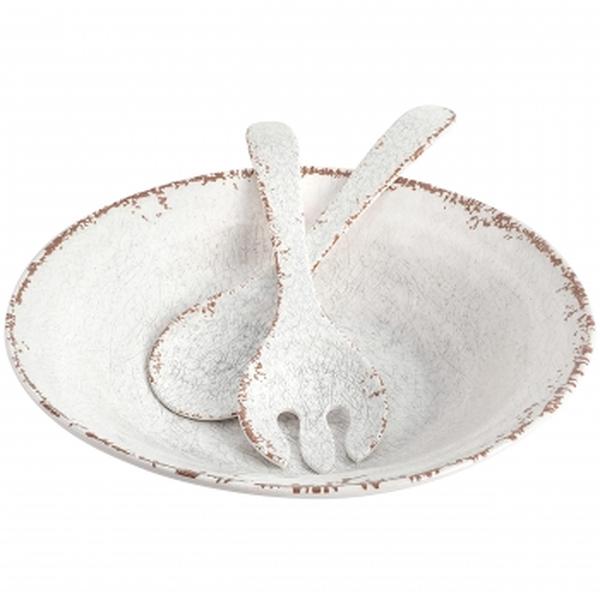 Picture of Laurie Gates 135399.03 Mauna Melamine Serving Bowl Set with Serving Utensils&#44; White - 3 Piece