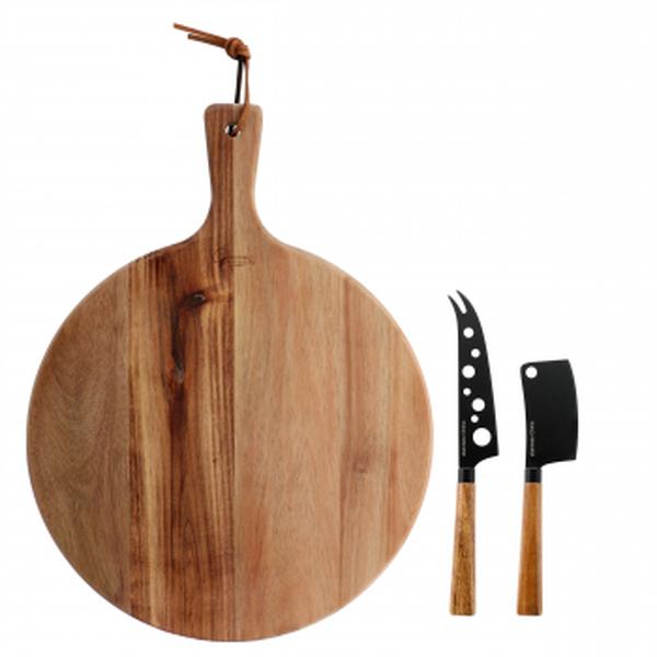Picture of Gibson Elite 137744.03 Acacia Wood Charcuterie Serving Board & Cheese Knife Set, Brown - 3 Piece