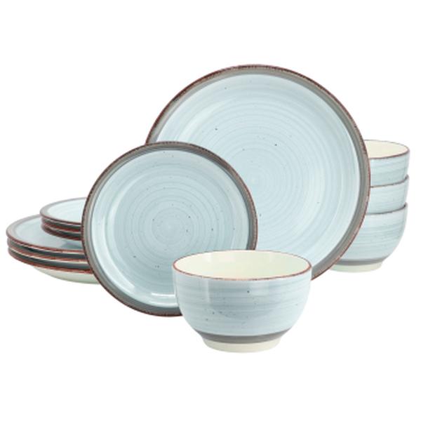 Picture of Gibson Home 142774.12 Holcomb Ceramic Dinnerware Set, Light Blue - 12 Piece