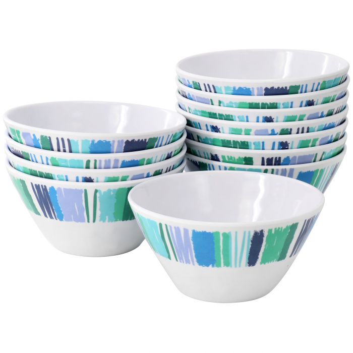 Picture of Gibson Home 136418.01 6 in. Tropical Sway Orleans Melamine Bowl Set&#44; Blue - 12 Piece