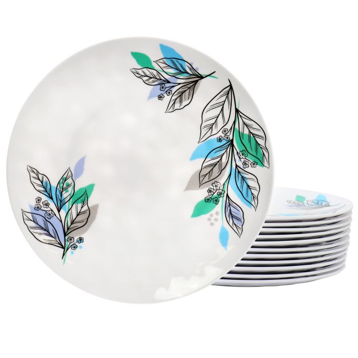 Picture of Gibson Home 136422.01 11 in. Tropical Sway Vineyard Melamine Dinner Plate Set&#44; Blue - 12 Piece