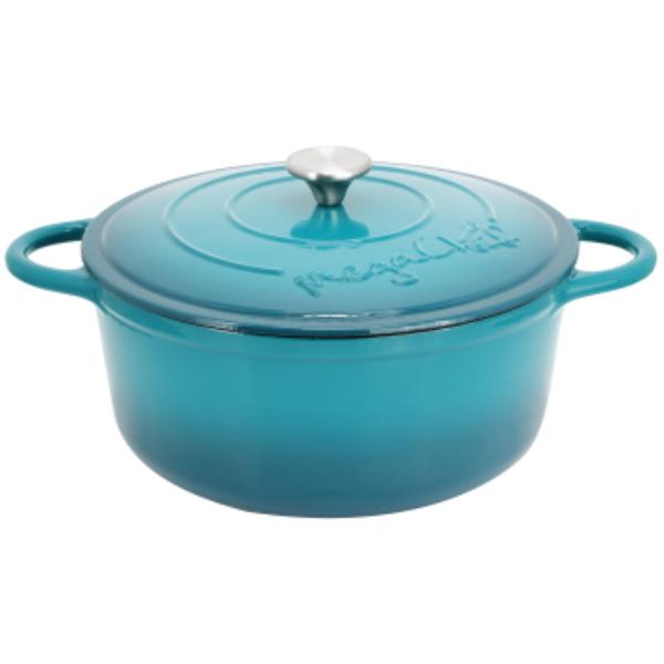 Picture of MegaChef MCCI-A28LB 6.35 qt. Round Enameled Cast Iron Dutch Oven with Self Basting Lid - Light Blue
