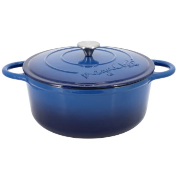 Picture of MegaChef MCCI-A28DB 6.35 qt. Round Enameled Cast Iron Dutch Oven with Self Basting Lid - Dark Blue