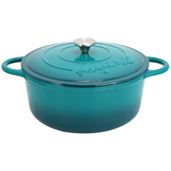 Picture of MegaChef MCCI-A28T 6.35 qtr. Round Enameled Cast Iron Dutch Oven with Self Basting Lid - Teal